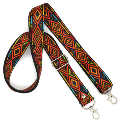 Ethnic Bag Strap - Diamonds (Silver) (25mm)