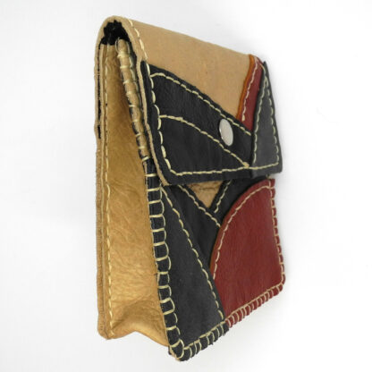 Genuine Leather Tan/Red/Black/Navy Patchwork Handbag - Image 2