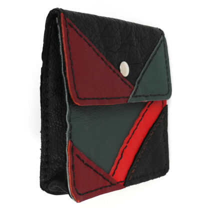 Genuine Leather Black/Red/Olive Patchwork Handbag - Image 2