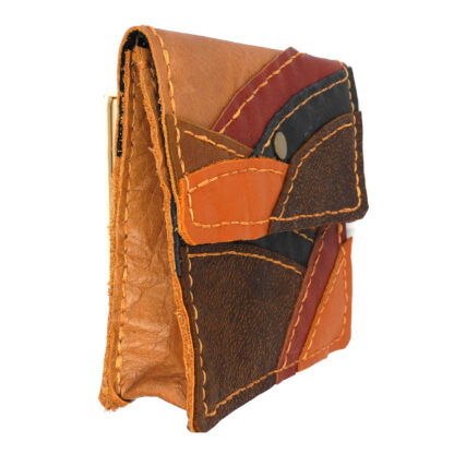 Genuine Leather Brown/Orange/Navy/Red Patchwork Handbag - Image 2